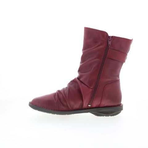 Miz Mooz Parade Womens Red Leather Zipper Casual Dress Boots