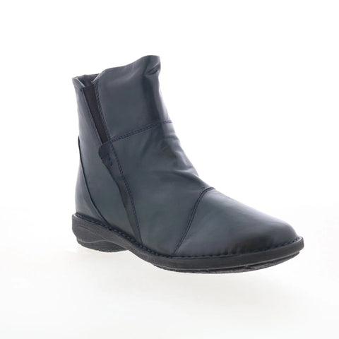 Miz Mooz Parton Womens Blue Leather Zipper Casual Dress Boots