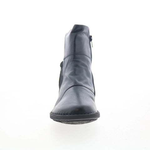 Miz Mooz Parton Womens Blue Leather Zipper Casual Dress Boots
