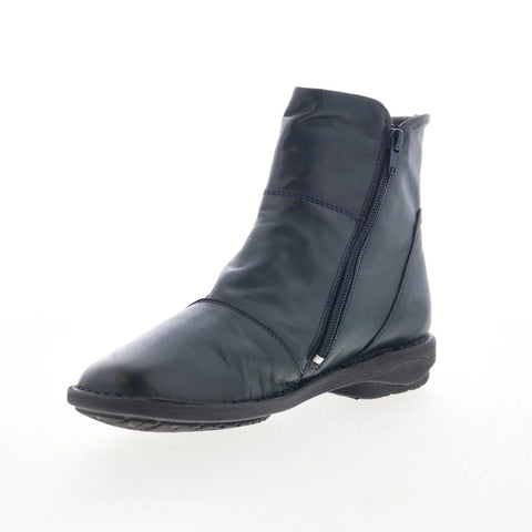 Miz Mooz Parton Womens Blue Leather Zipper Casual Dress Boots