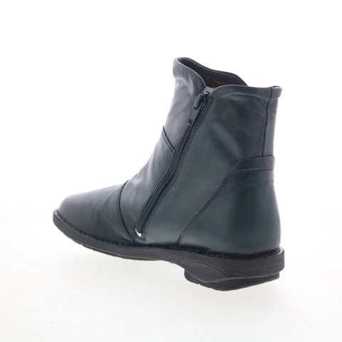 Miz Mooz Parton Womens Blue Leather Zipper Casual Dress Boots