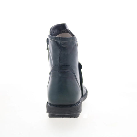 Miz Mooz Parton Womens Blue Leather Zipper Casual Dress Boots