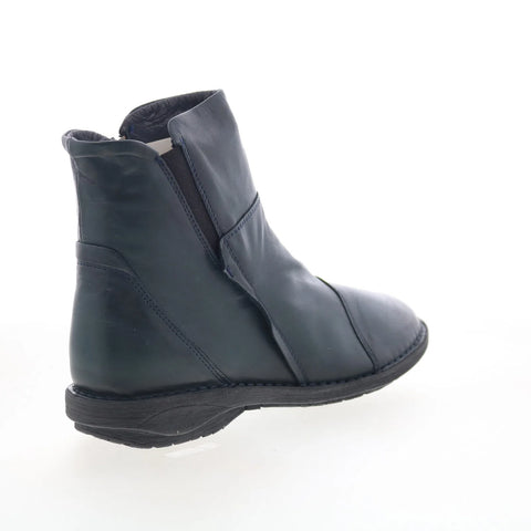 Miz Mooz Parton Womens Blue Leather Zipper Casual Dress Boots
