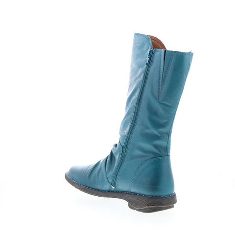 Miz Mooz Pass Womens Blue Leather Zipper Casual Dress Boots