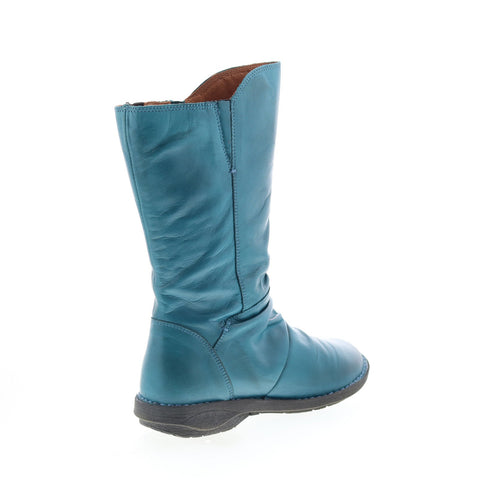 Miz Mooz Pass Womens Blue Leather Zipper Casual Dress Boots