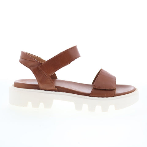 Miz Mooz Patel Womens Brown Leather Slip On Strap Sandals Shoes