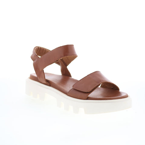 Miz Mooz Patel Womens Brown Leather Slip On Strap Sandals Shoes