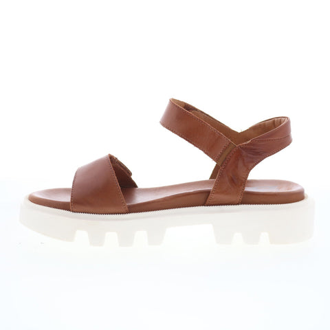 Miz Mooz Patel Womens Brown Leather Slip On Strap Sandals Shoes