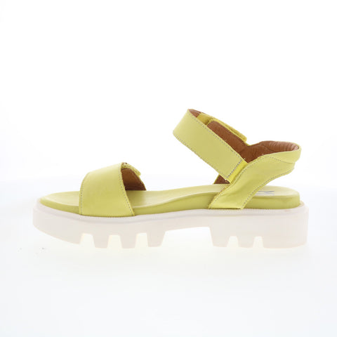 Miz Mooz Patel Womens Green Leather Slip On Strap Sandals Shoes