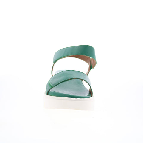 Miz Mooz Patel Womens Green Leather Slip On Strap Sandals Shoes