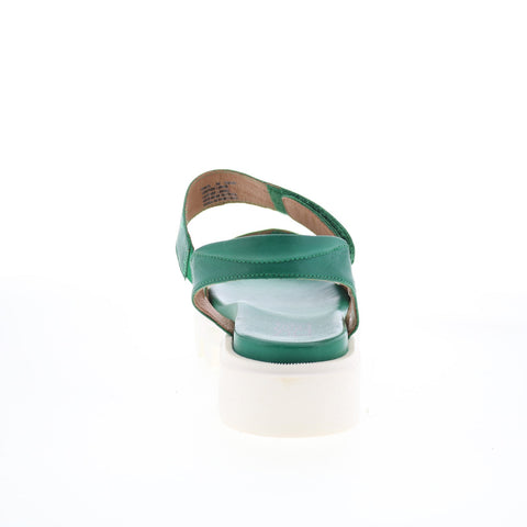 Miz Mooz Patel Womens Green Leather Slip On Strap Sandals Shoes