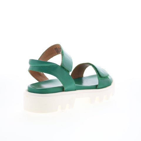 Miz Mooz Patel Womens Green Leather Slip On Strap Sandals Shoes