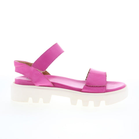 Miz Mooz Patel Womens Pink Leather Slip On Strap Sandals Shoes