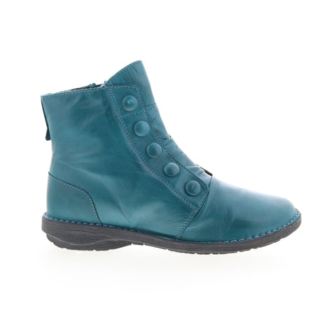 Miz Mooz Pater Womens Blue Leather Zipper Ankle & Booties Boots