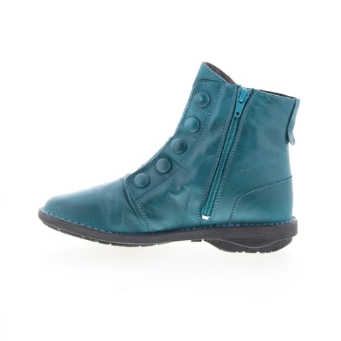 Miz Mooz Pater Womens Blue Leather Zipper Ankle & Booties Boots