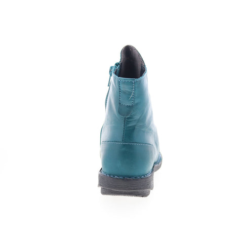 Miz Mooz Pater Womens Blue Leather Zipper Ankle & Booties Boots