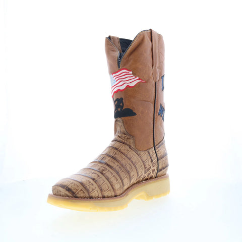Dingo Patriot DI-607 Mens Brown Leather Pull On Cowboy Western Boots