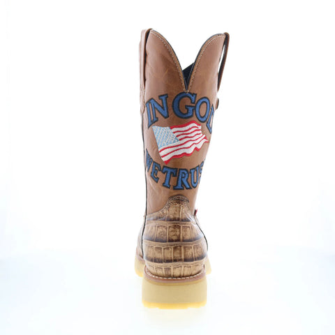 Dingo Patriot DI-607 Mens Brown Leather Pull On Cowboy Western Boots