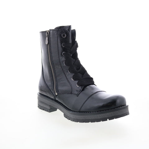 Bos. & Co. Paulie Womens Black Leather Lace Up Casual Dress Boots