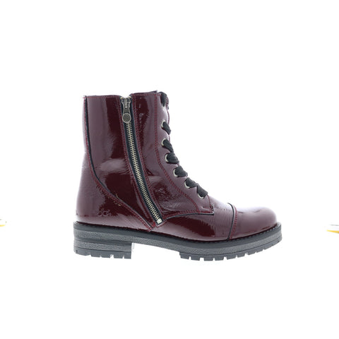 Bos. & Co. Paulie Womens Burgundy Leather Lace Up Casual Dress Boots