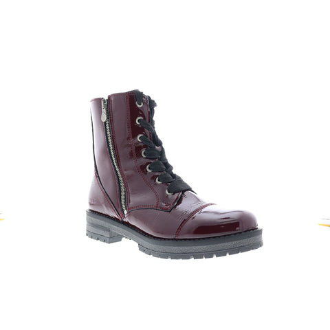 Bos. & Co. Paulie Womens Burgundy Leather Lace Up Casual Dress Boots