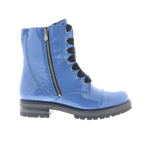 Bos. & Co. Paulie Womens Blue Leather Lace Up Casual Dress Boots