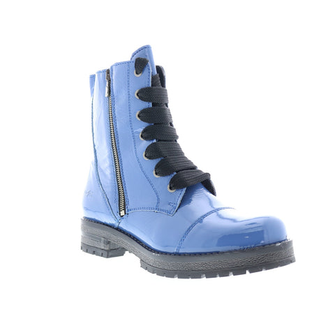 Bos. & Co. Paulie Womens Blue Leather Lace Up Casual Dress Boots