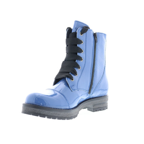 Bos. & Co. Paulie Womens Blue Leather Lace Up Casual Dress Boots