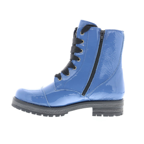 Bos. & Co. Paulie Womens Blue Leather Lace Up Casual Dress Boots