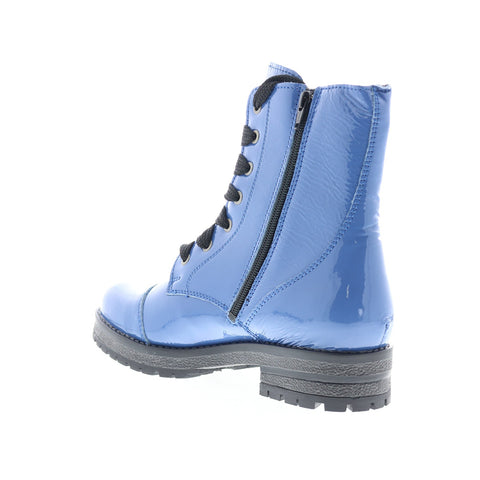 Bos. & Co. Paulie Womens Blue Leather Lace Up Casual Dress Boots