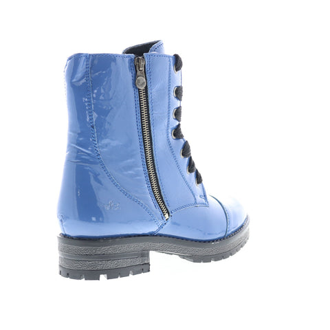 Bos. & Co. Paulie Womens Blue Leather Lace Up Casual Dress Boots