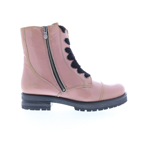 Bos. & Co. Paulie Womens Pink Leather Lace Up Casual Dress Boots
