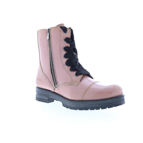 Bos. & Co. Paulie Womens Pink Leather Lace Up Casual Dress Boots