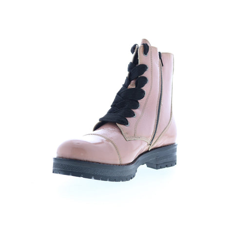 Bos. & Co. Paulie Womens Pink Leather Lace Up Casual Dress Boots