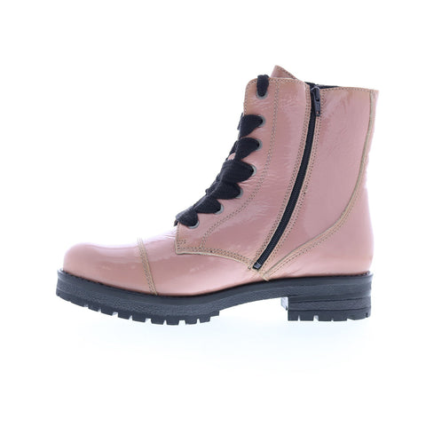 Bos. & Co. Paulie Womens Pink Leather Lace Up Casual Dress Boots
