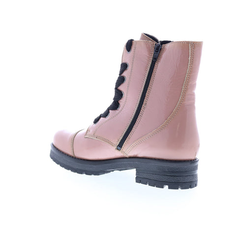 Bos. & Co. Paulie Womens Pink Leather Lace Up Casual Dress Boots
