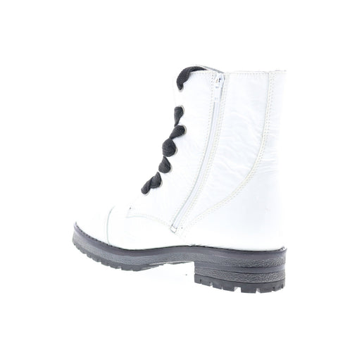 Bos. & Co. Paulie Womens White Leather Lace Up Casual Dress Boots