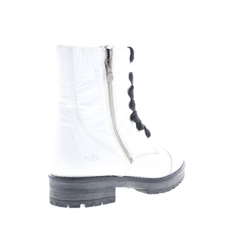 Bos. & Co. Paulie Womens White Leather Lace Up Casual Dress Boots