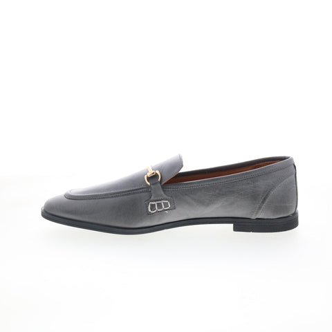 Miz Mooz Paulina Womens Gray Leather Slip On Loafer Flats Shoes