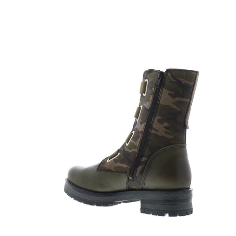 Bos. & Co. Pause Womens Green Leather Zipper Casual Dress Boots