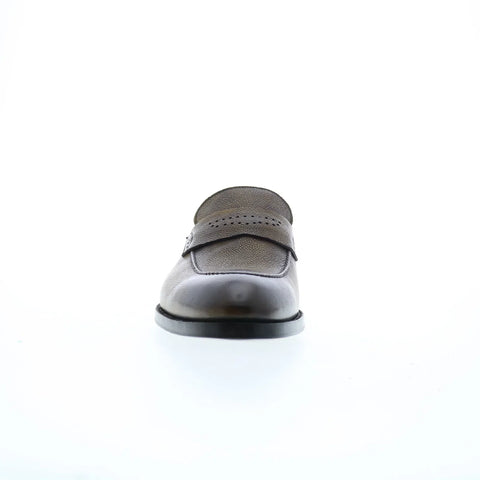 Di Bianco Pavia Pebble Grain SBP868 Mens Green Loafers & Slip Ons Penny Shoes