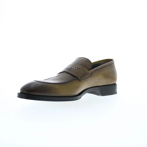 Di Bianco Pavia Pebble Grain SBP868 Mens Green Loafers & Slip Ons Penny Shoes