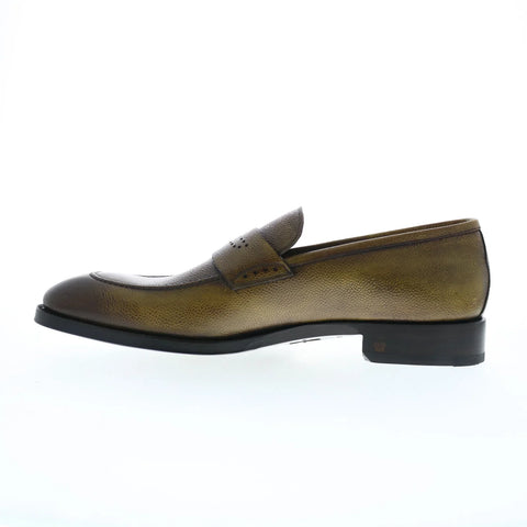 Di Bianco Pavia Pebble Grain SBP868 Mens Green Loafers & Slip Ons Penny Shoes