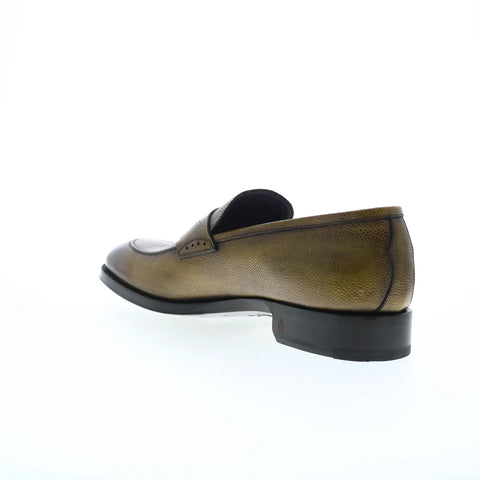 Di Bianco Pavia Pebble Grain SBP868 Mens Green Loafers & Slip Ons Penny Shoes