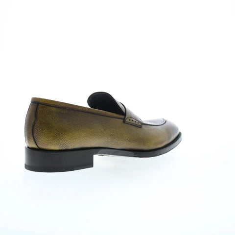 Di Bianco Pavia Pebble Grain SBP868 Mens Green Loafers & Slip Ons Penny Shoes
