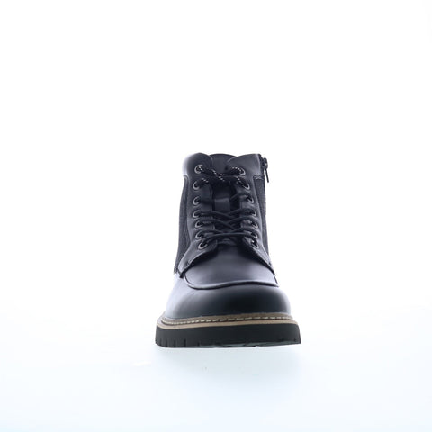 Steve Madden P-Bri Mens Black Leather Lace Up Casual Dress Boots