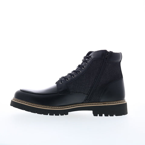 Steve Madden P-Bri Mens Black Leather Lace Up Casual Dress Boots