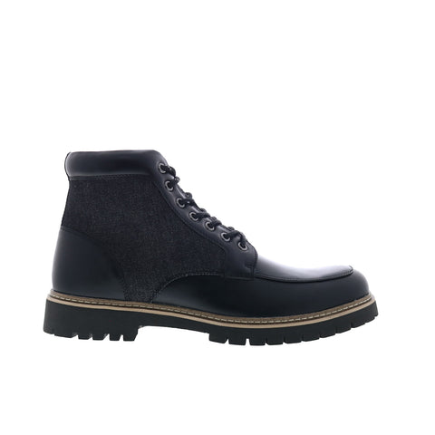 Steve Madden P-Bri Mens Black Leather Lace Up Casual Dress Boots