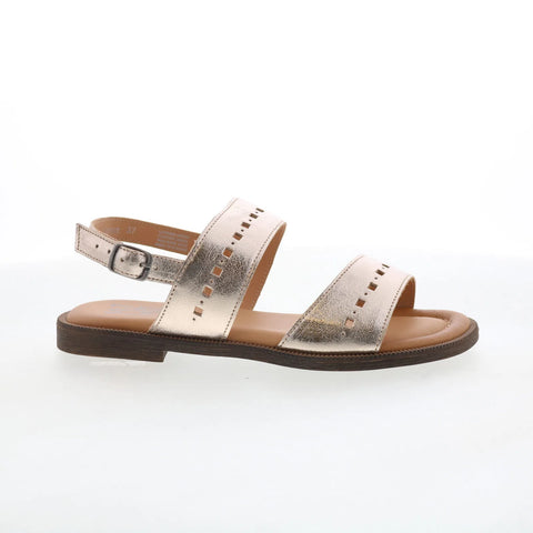 Miz Mooz Peerce Womens Beige Leather Hook & Loop Strap Sandals Shoes