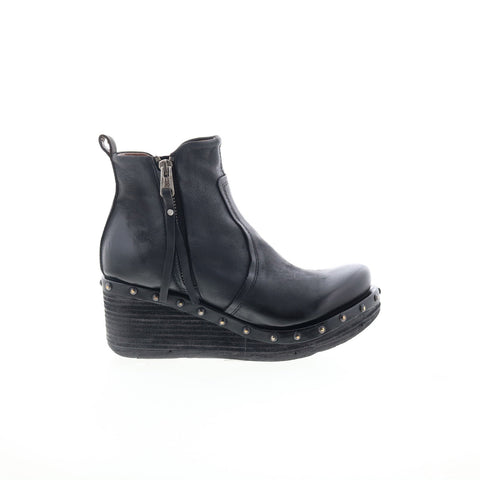 A.S. 98 Peers Womens Black Leather Zipper Casual Dress Boots